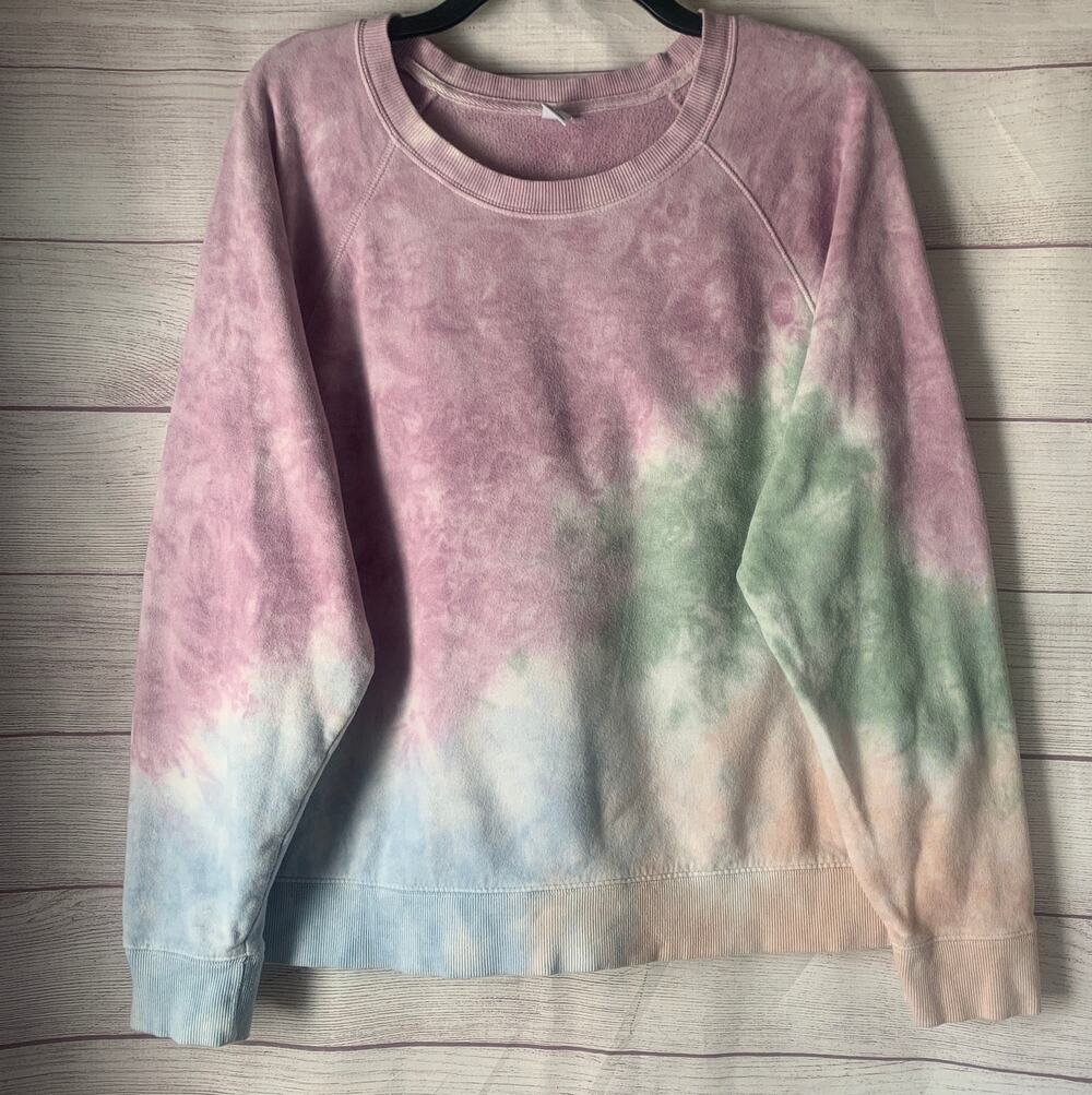 Old Navy Pastel Tie Dye Sweatshirt Easy Vintage Crew Neck Size XL
